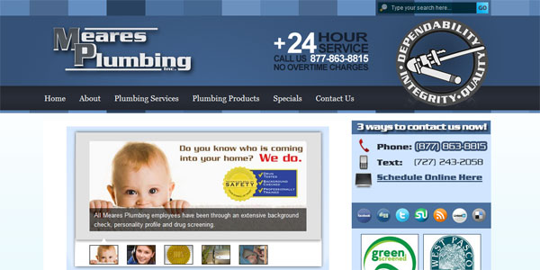 web site design MearesPlumbing.com